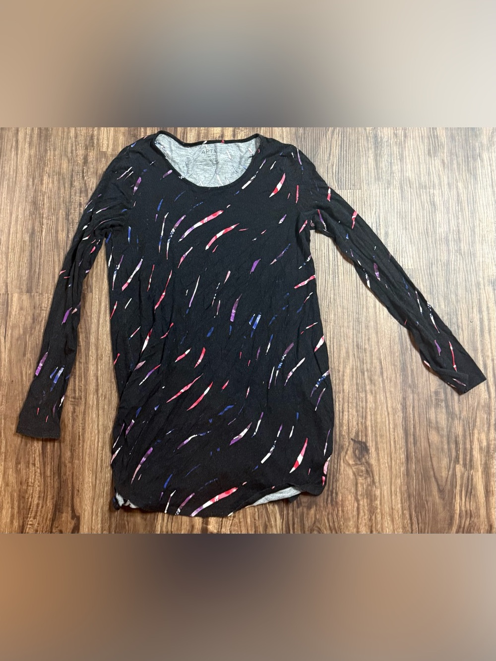 Apt. 9 Black Long-Sleeve Scoop Neck Top Long Sleeve Blouse Women’s Medium